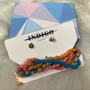 Indigo Authority Monarch Beaded Bracelet and Earrings